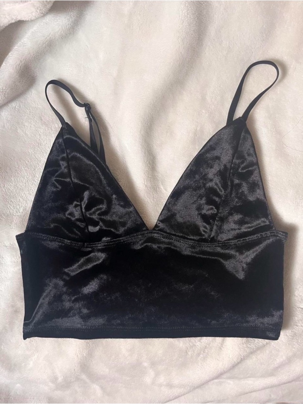 Garage Black Velvet Bralette Crop Top